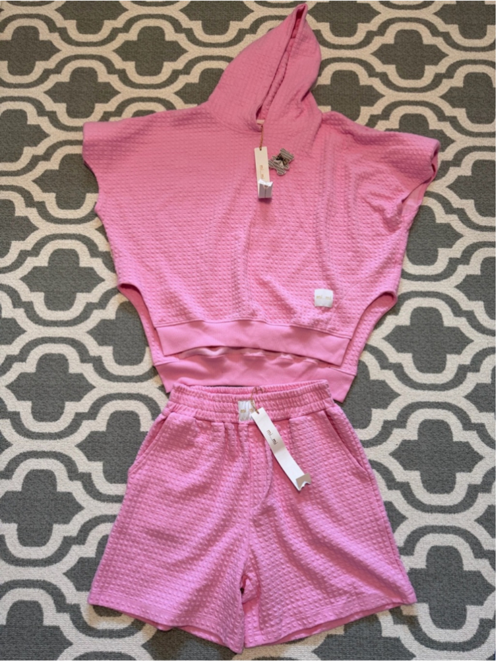 Women's Pink Hooded Top & Shorts Lounge Set